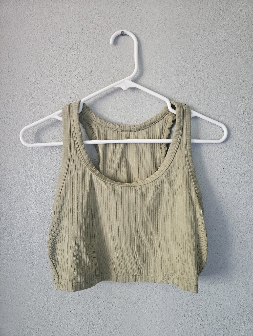 all in motion Olive Ribbed Scoop Neck Crop Tank